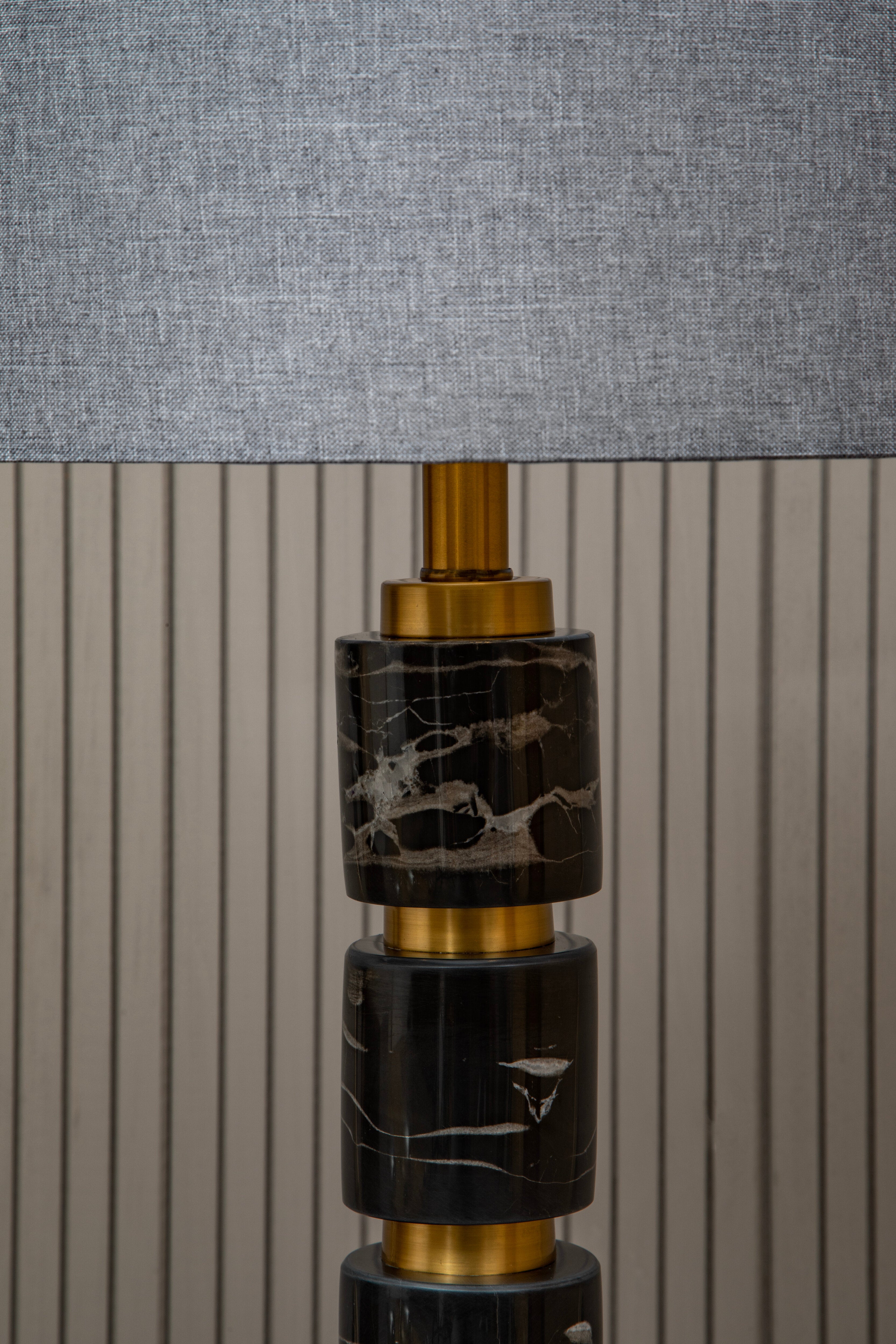 Borello Black Marble & Gold Stacked Table Lamp